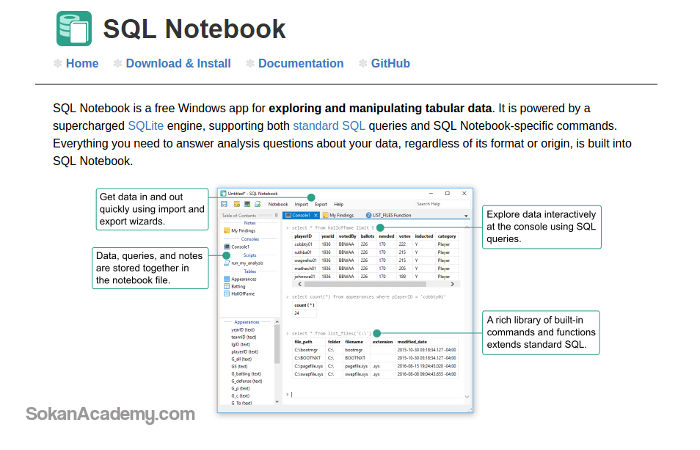SQL Notebook: ابزاری ویندوزی مبتنی بر SQLite برای مدیریت داده‌ها