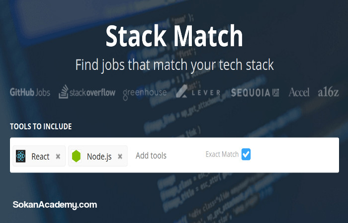 Stack Match: موتور جستجویی برای یافتن شغل‌های مرتبط با توسعهٔ نرم‌افزار
